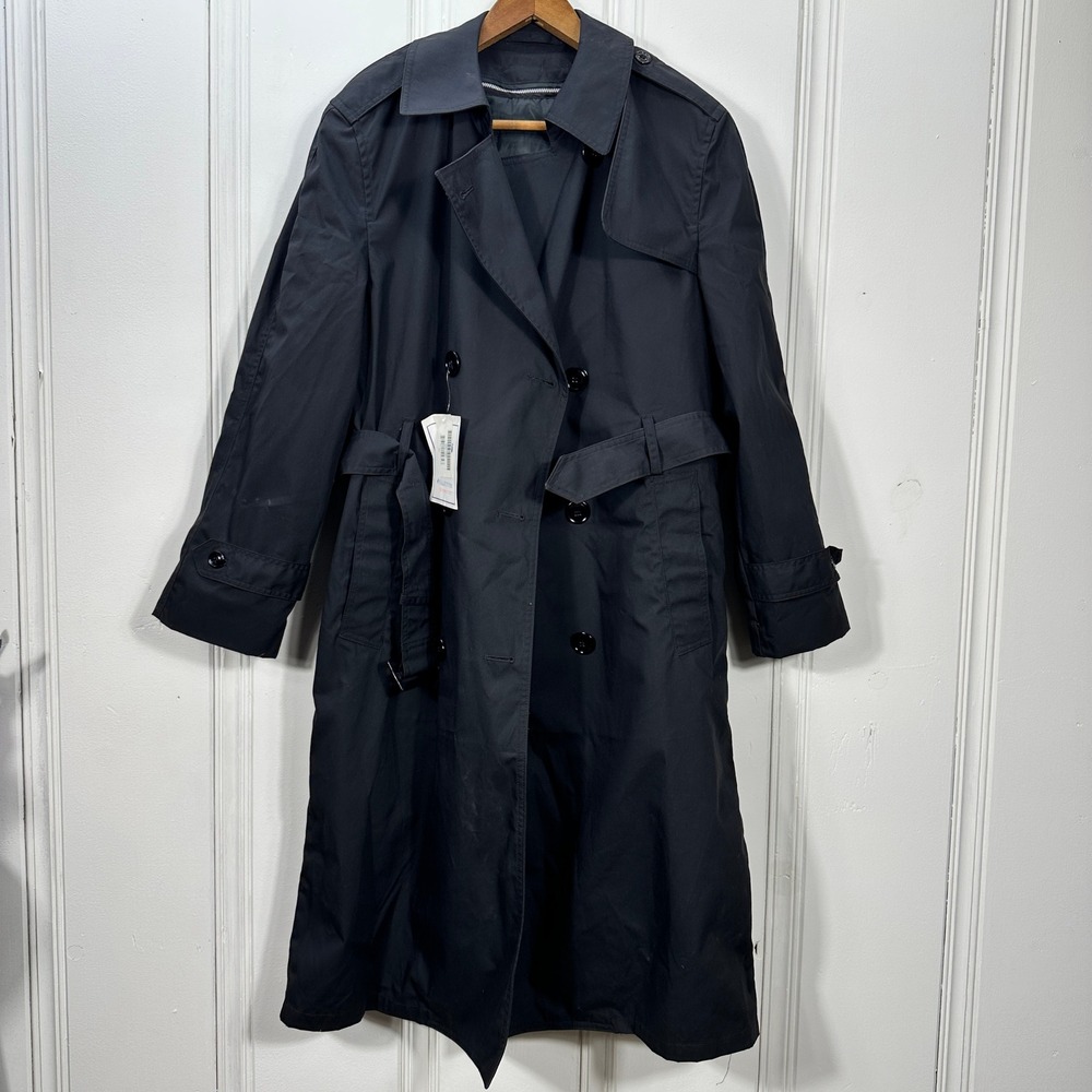 Garrison Collection Trench Coat Womens 14R Black NWT Military All Weather Belted